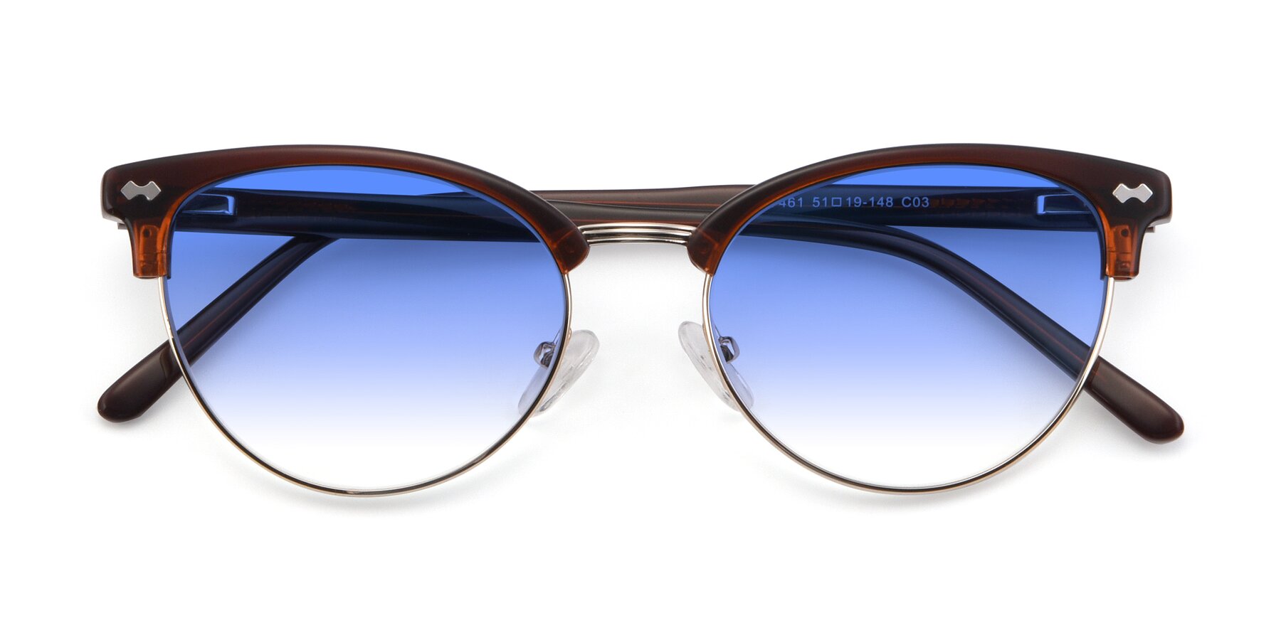 Folded Front of 17461 in Amber Brown with Blue Gradient Lenses