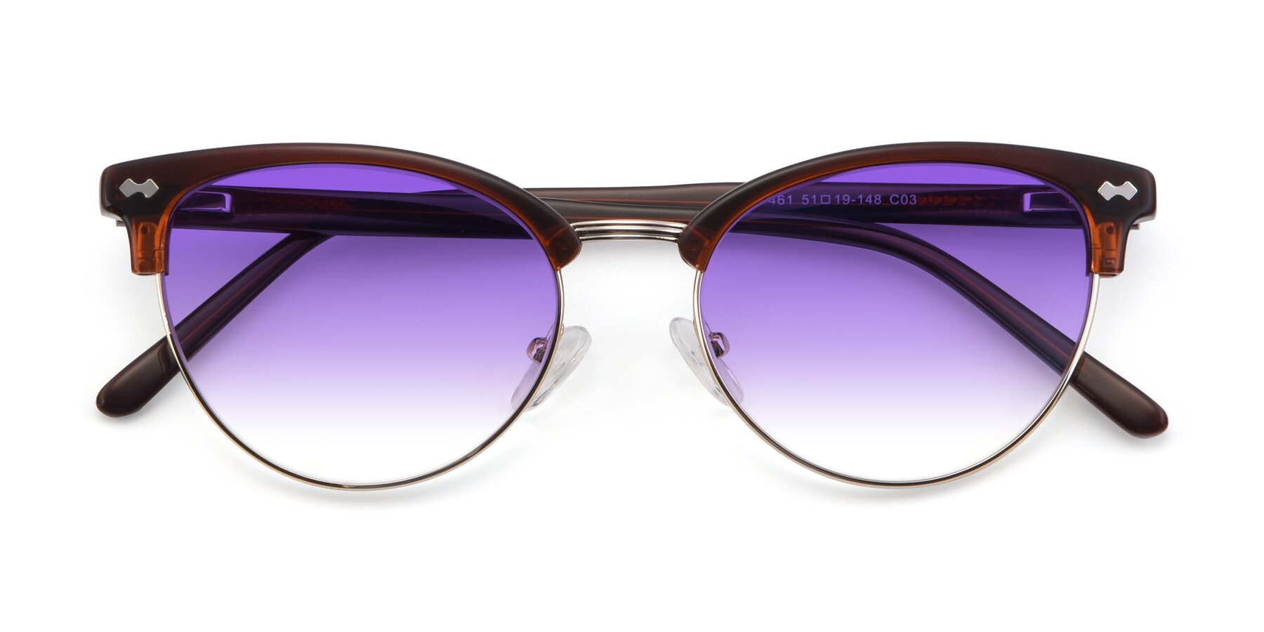 Folded Front of 17461 in Amber Brown with Purple Gradient Lenses