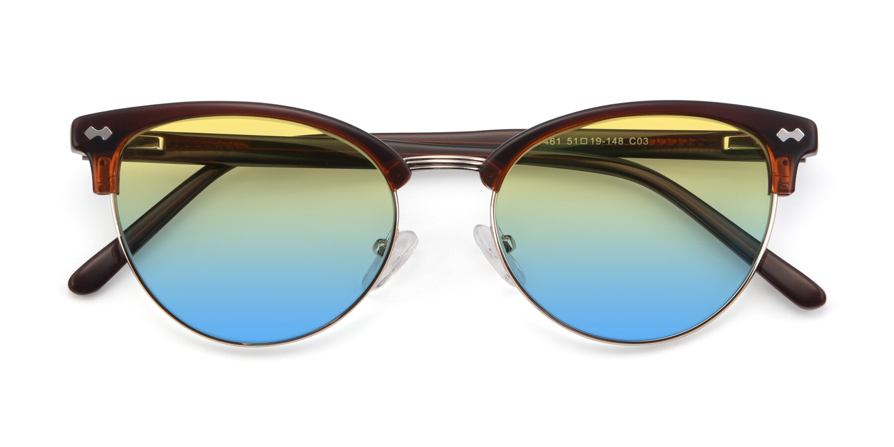 Folded Front of 17461 in Amber Brown with Yellow / Blue Gradient Lenses