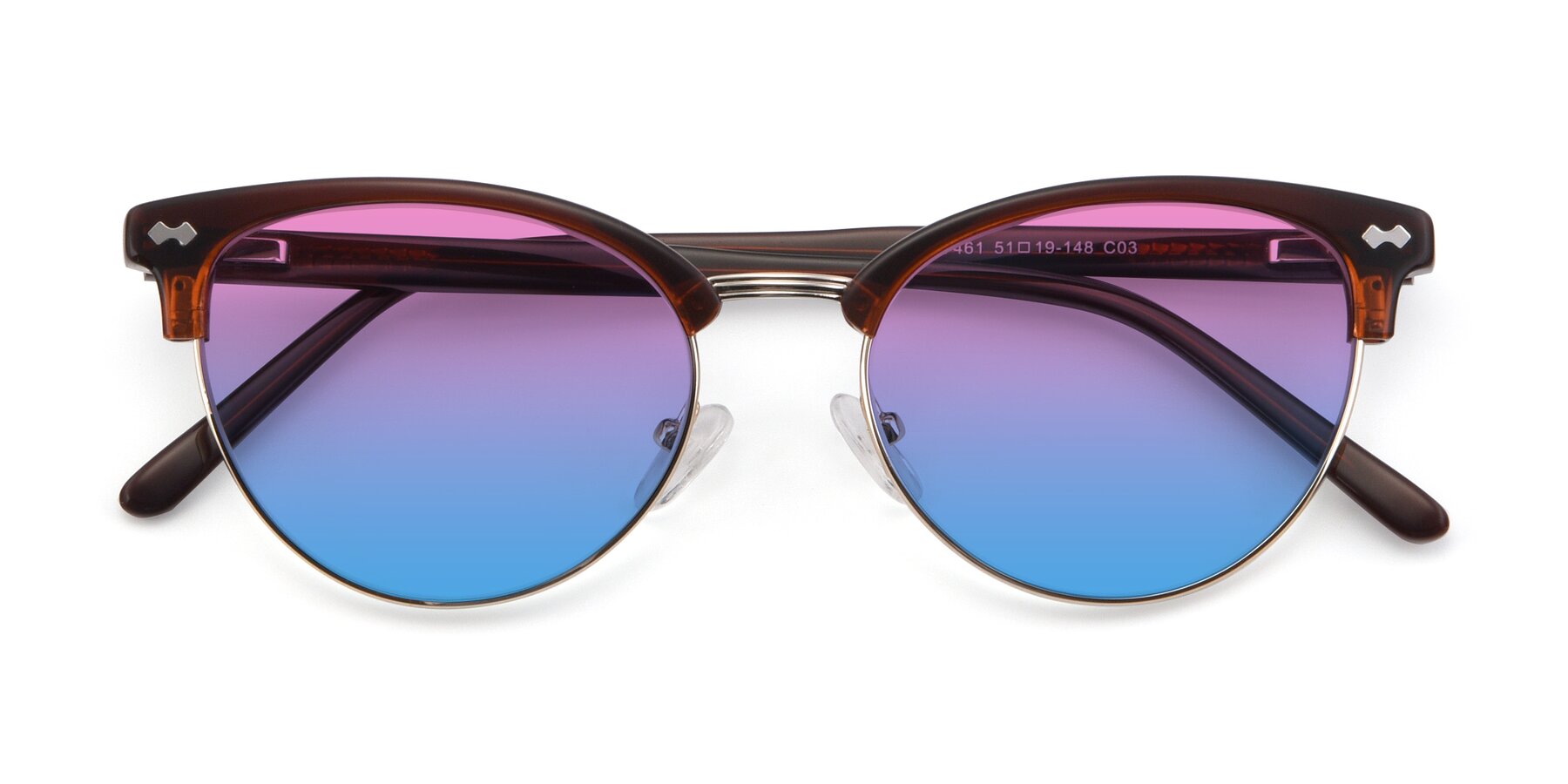 Folded Front of 17461 in Amber Brown with Pink / Blue Gradient Lenses