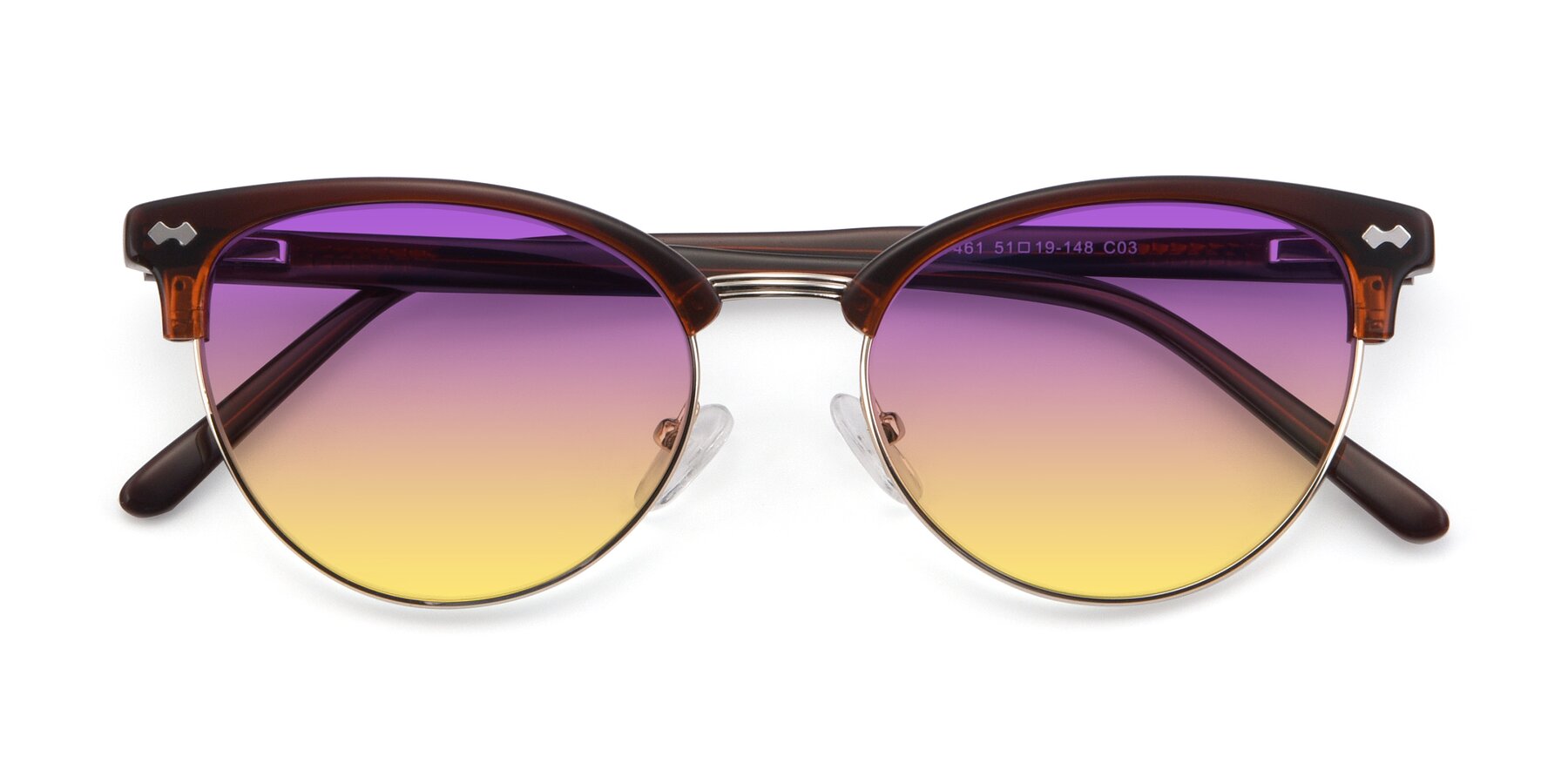 Folded Front of 17461 in Amber Brown with Purple / Yellow Gradient Lenses