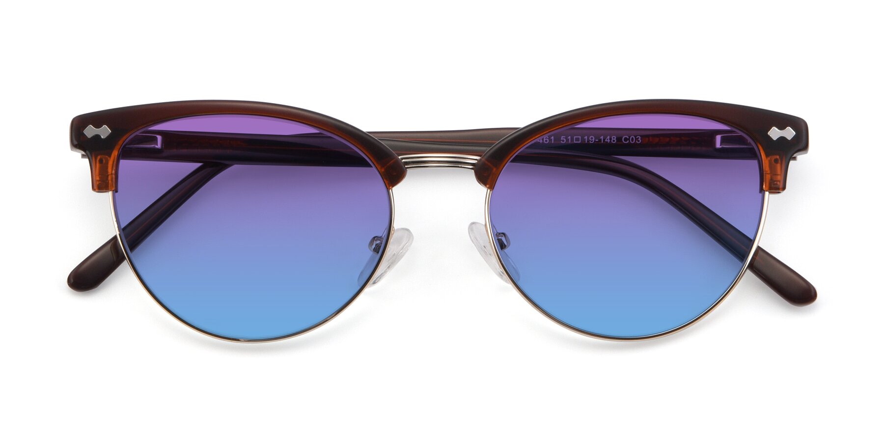 Folded Front of 17461 in Amber Brown with Purple / Blue Gradient Lenses