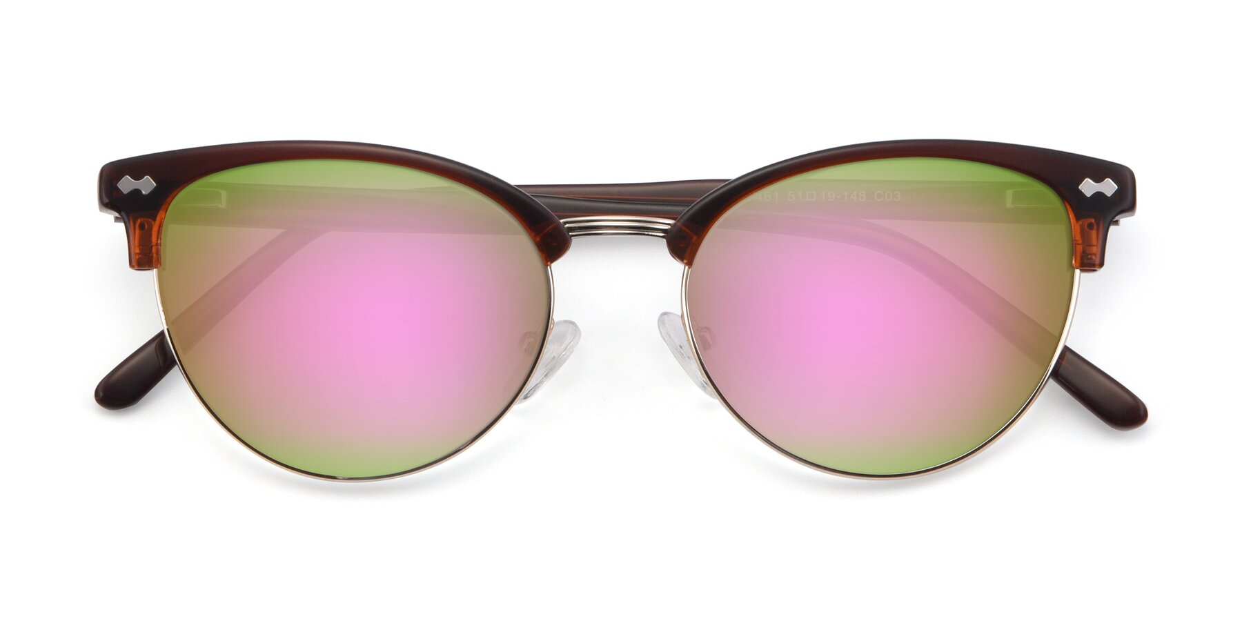 Folded Front of 17461 in Amber Brown with Pink Mirrored Lenses