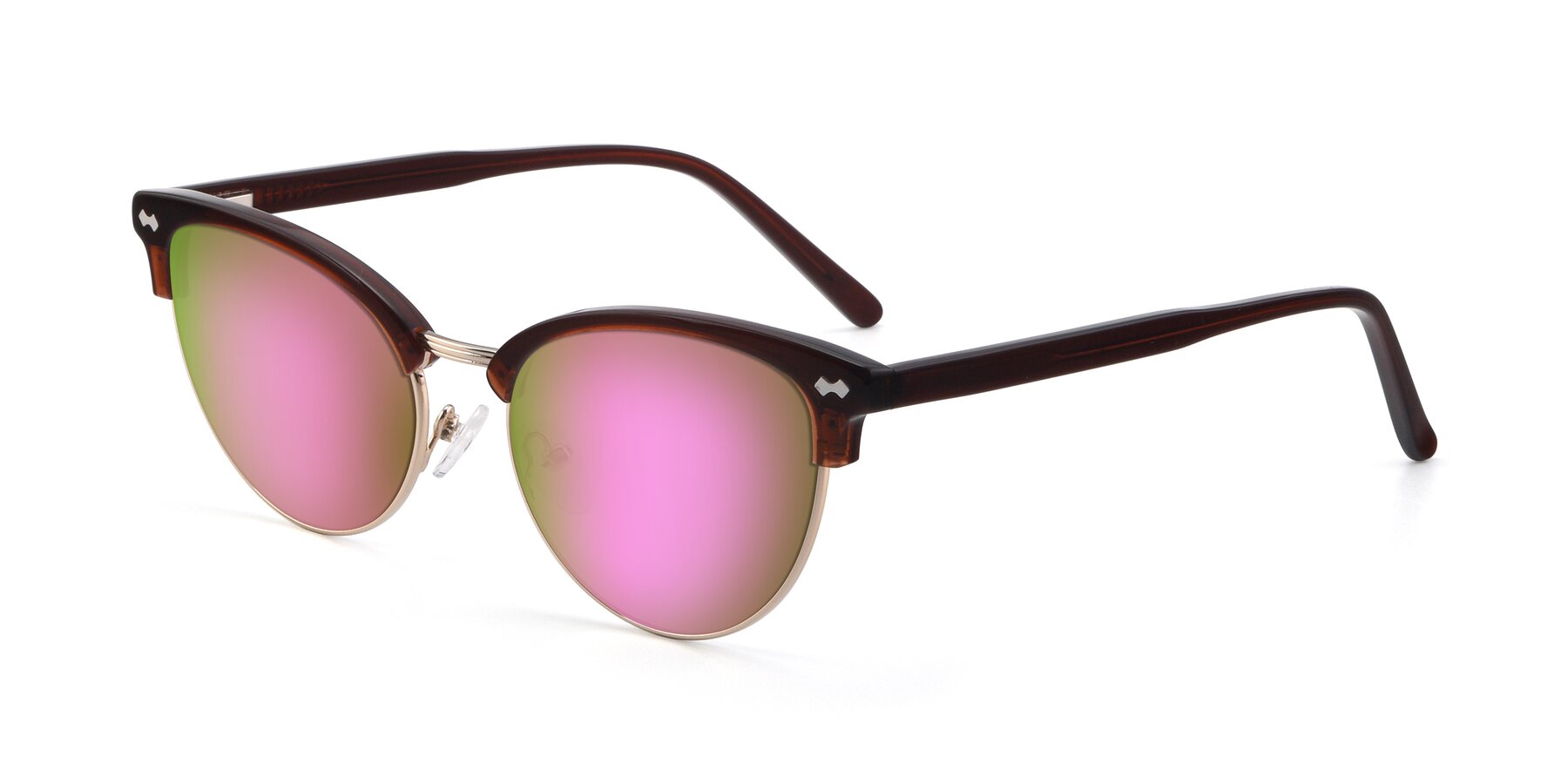 Angle of 17461 in Amber Brown with Pink Mirrored Lenses