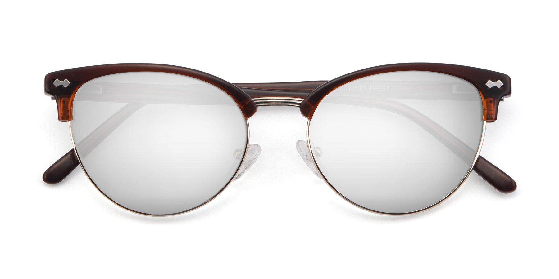 Folded Front of 17461 in Amber Brown with Silver Mirrored Lenses
