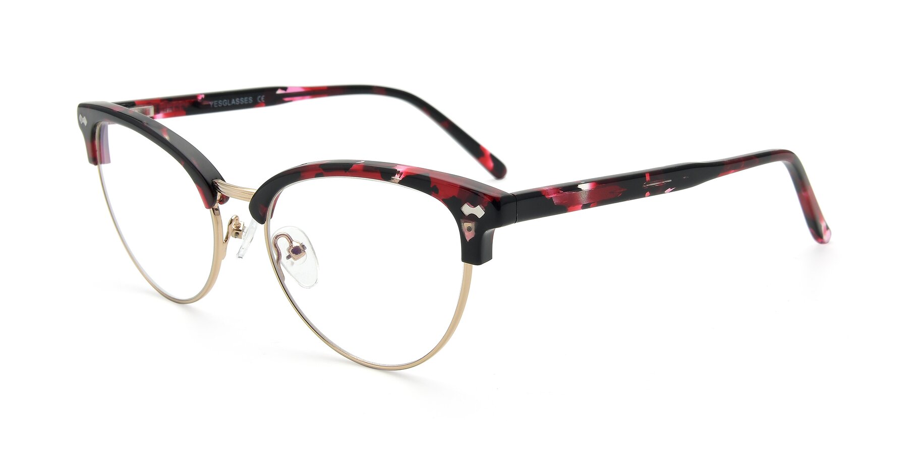 Angle of 17461 in Floral-Gold with Clear Reading Eyeglass Lenses