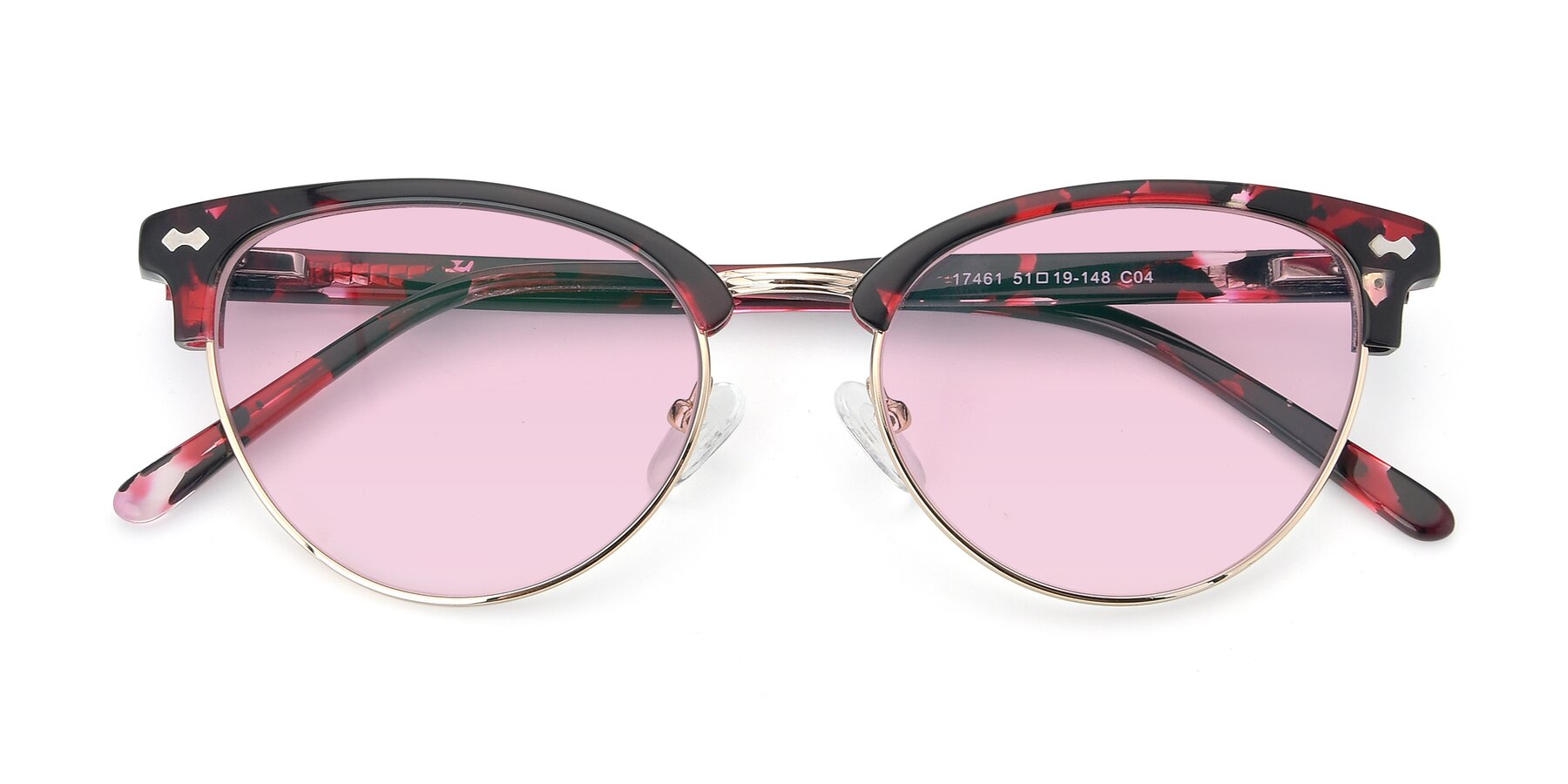 Folded Front of 17461 in Floral-Gold with Light Pink Tinted Lenses