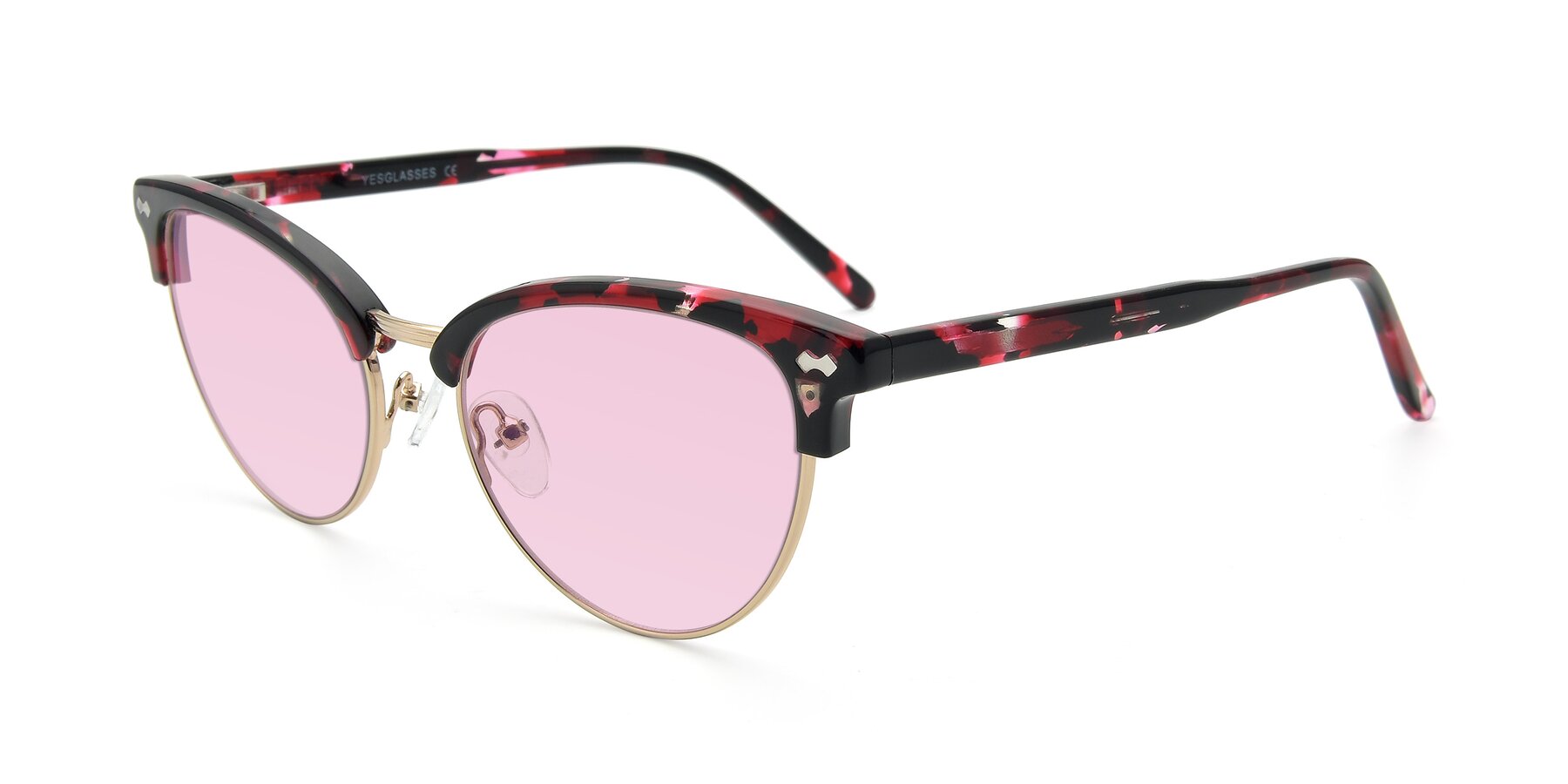 Angle of 17461 in Floral-Gold with Light Pink Tinted Lenses