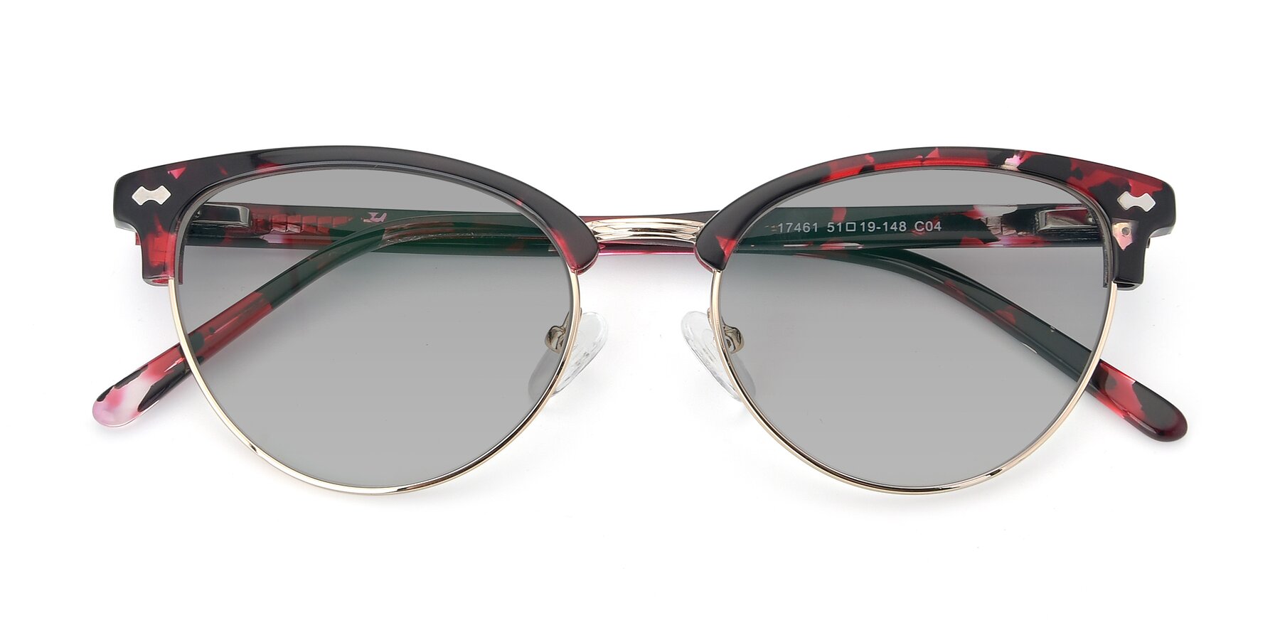 Folded Front of 17461 in Floral-Gold with Light Gray Tinted Lenses