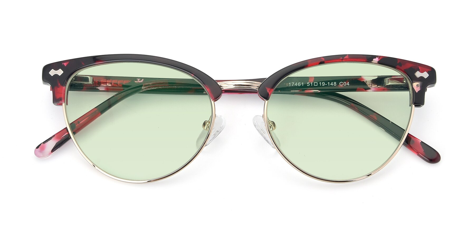 Folded Front of 17461 in Floral-Gold with Light Green Tinted Lenses