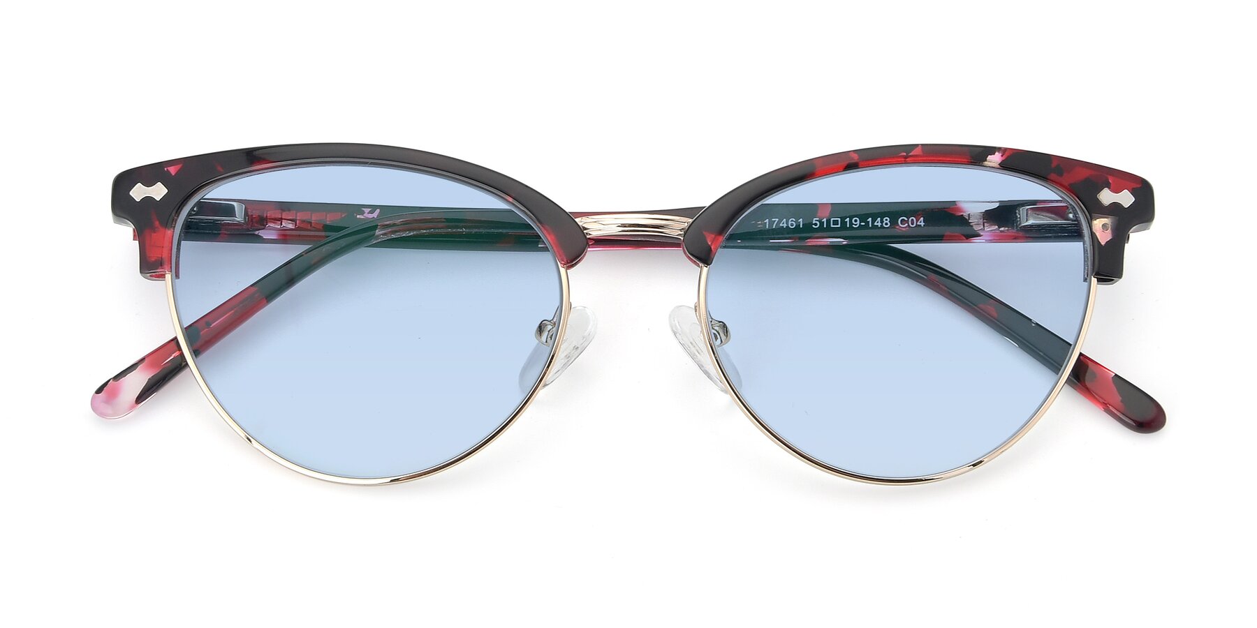 Folded Front of 17461 in Floral-Gold with Light Blue Tinted Lenses