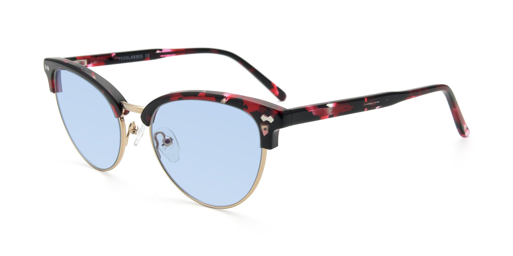 Angle of 17461 in Floral-Gold with Light Blue Tinted Lenses