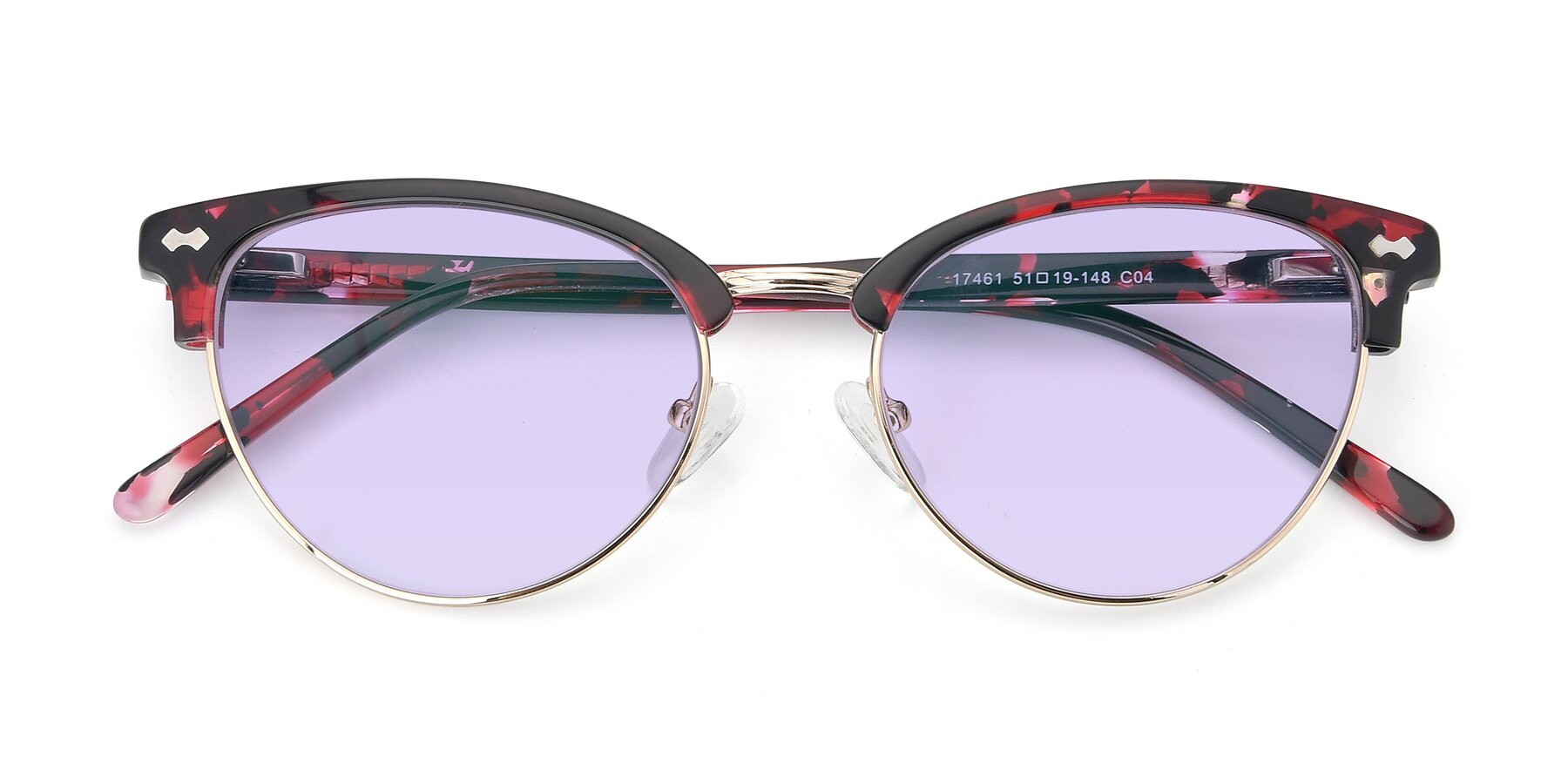 Folded Front of 17461 in Floral-Gold with Light Purple Tinted Lenses