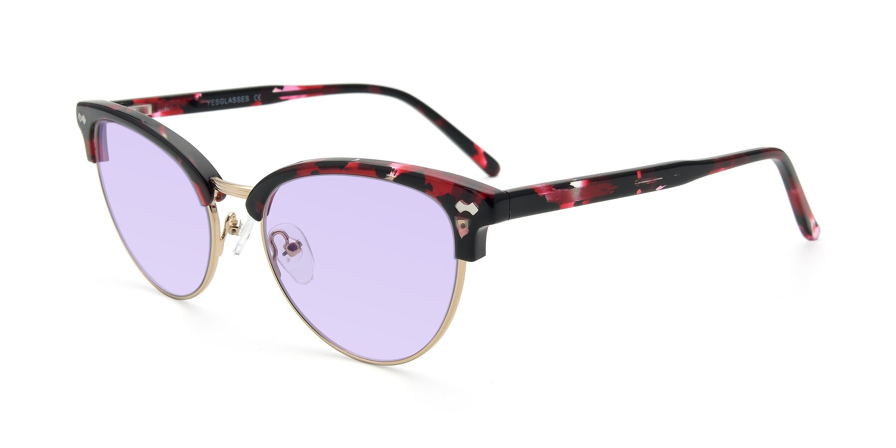 Angle of 17461 in Floral-Gold with Light Purple Tinted Lenses