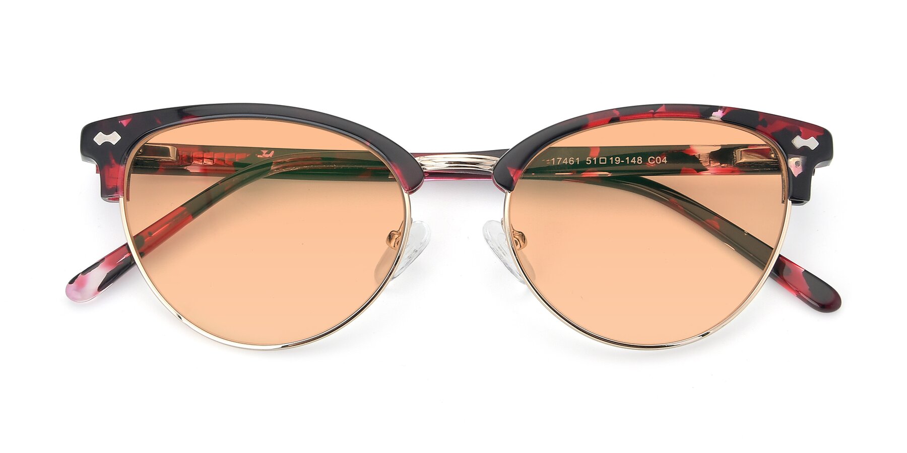 Folded Front of 17461 in Floral-Gold with Light Orange Tinted Lenses