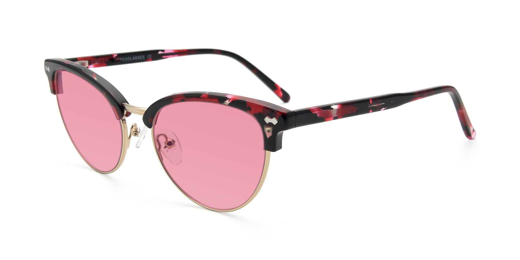 Angle of 17461 in Floral-Gold with Pink Tinted Lenses