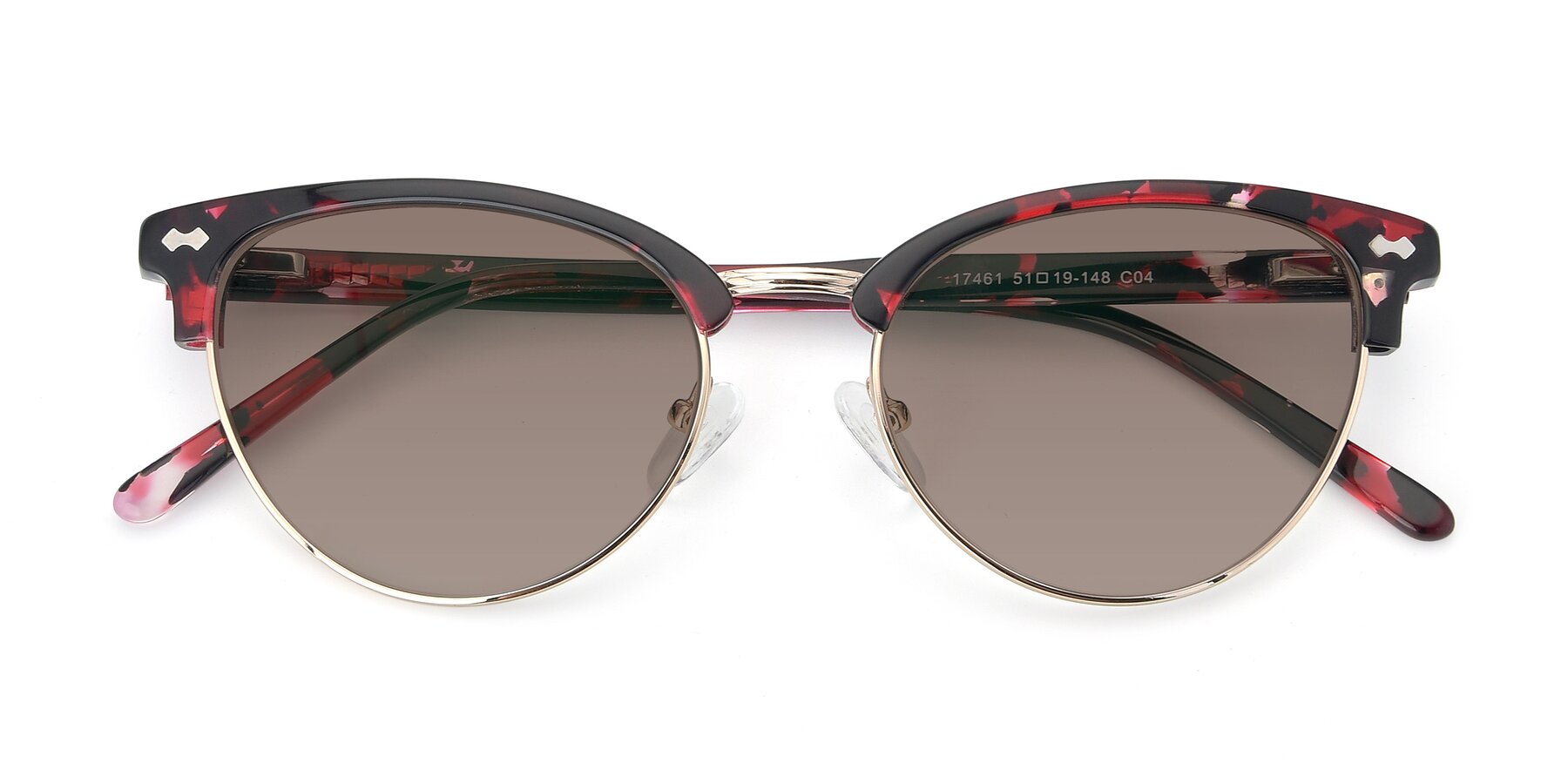 Folded Front of 17461 in Floral-Gold with Medium Brown Tinted Lenses