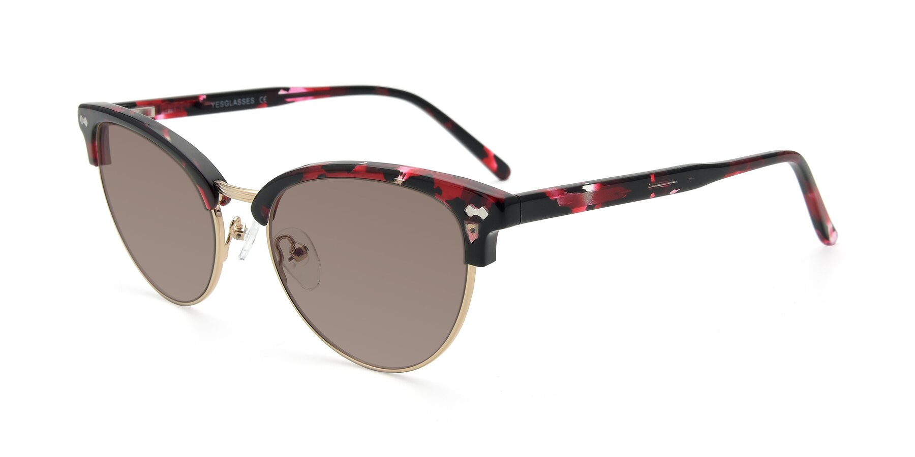 Angle of 17461 in Floral-Gold with Medium Brown Tinted Lenses