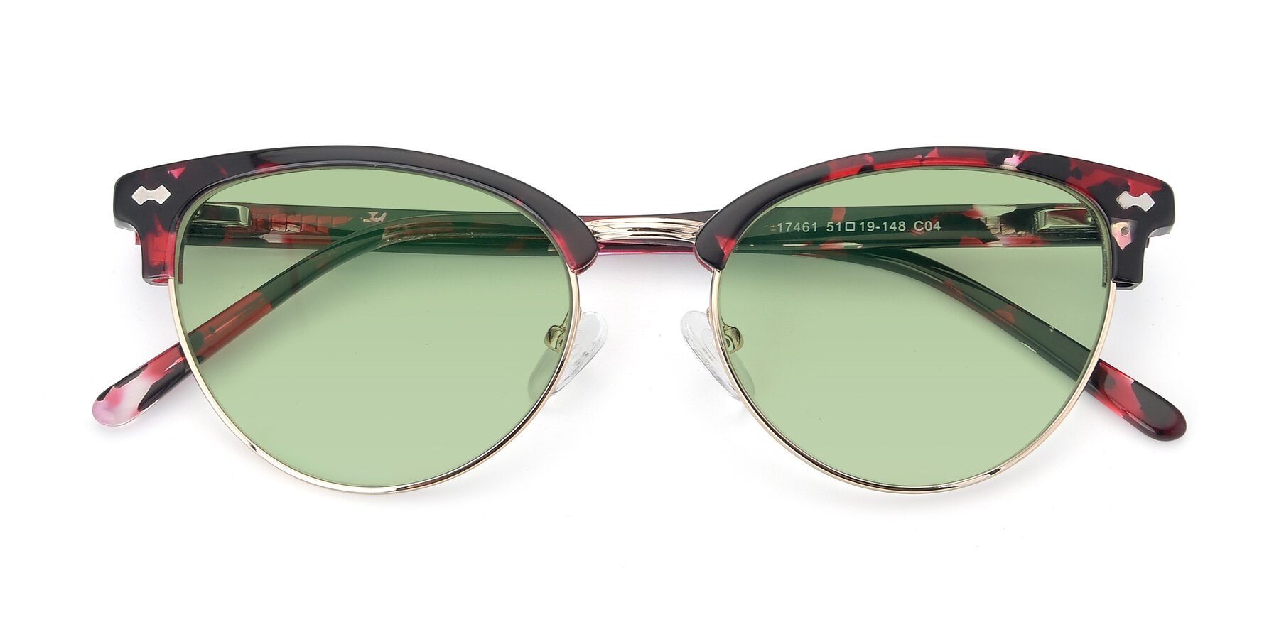 Folded Front of 17461 in Floral-Gold with Medium Green Tinted Lenses