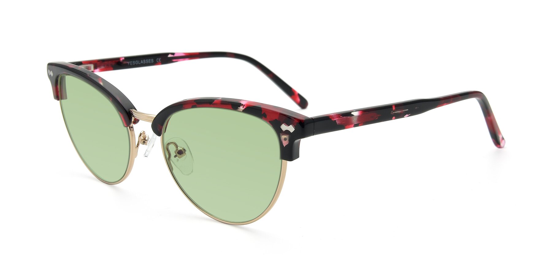 Angle of 17461 in Floral-Gold with Medium Green Tinted Lenses