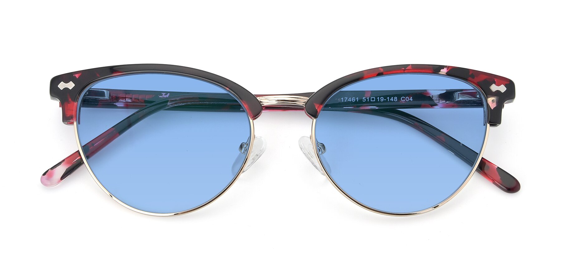Folded Front of 17461 in Floral-Gold with Medium Blue Tinted Lenses