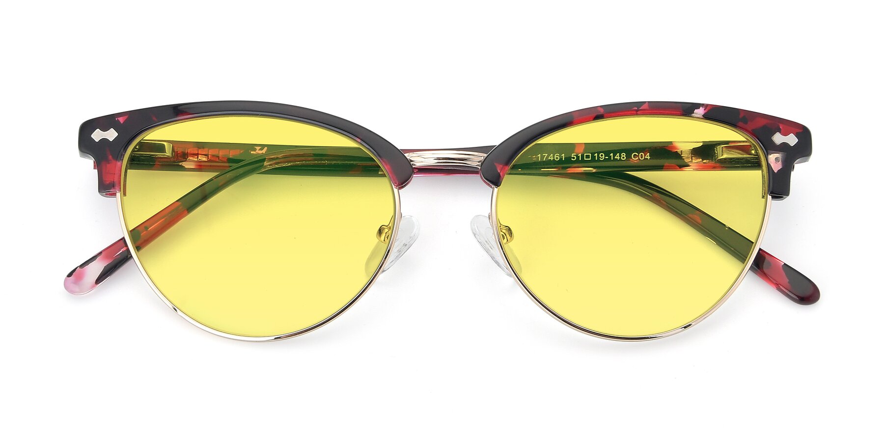 Folded Front of 17461 in Floral-Gold with Medium Yellow Tinted Lenses