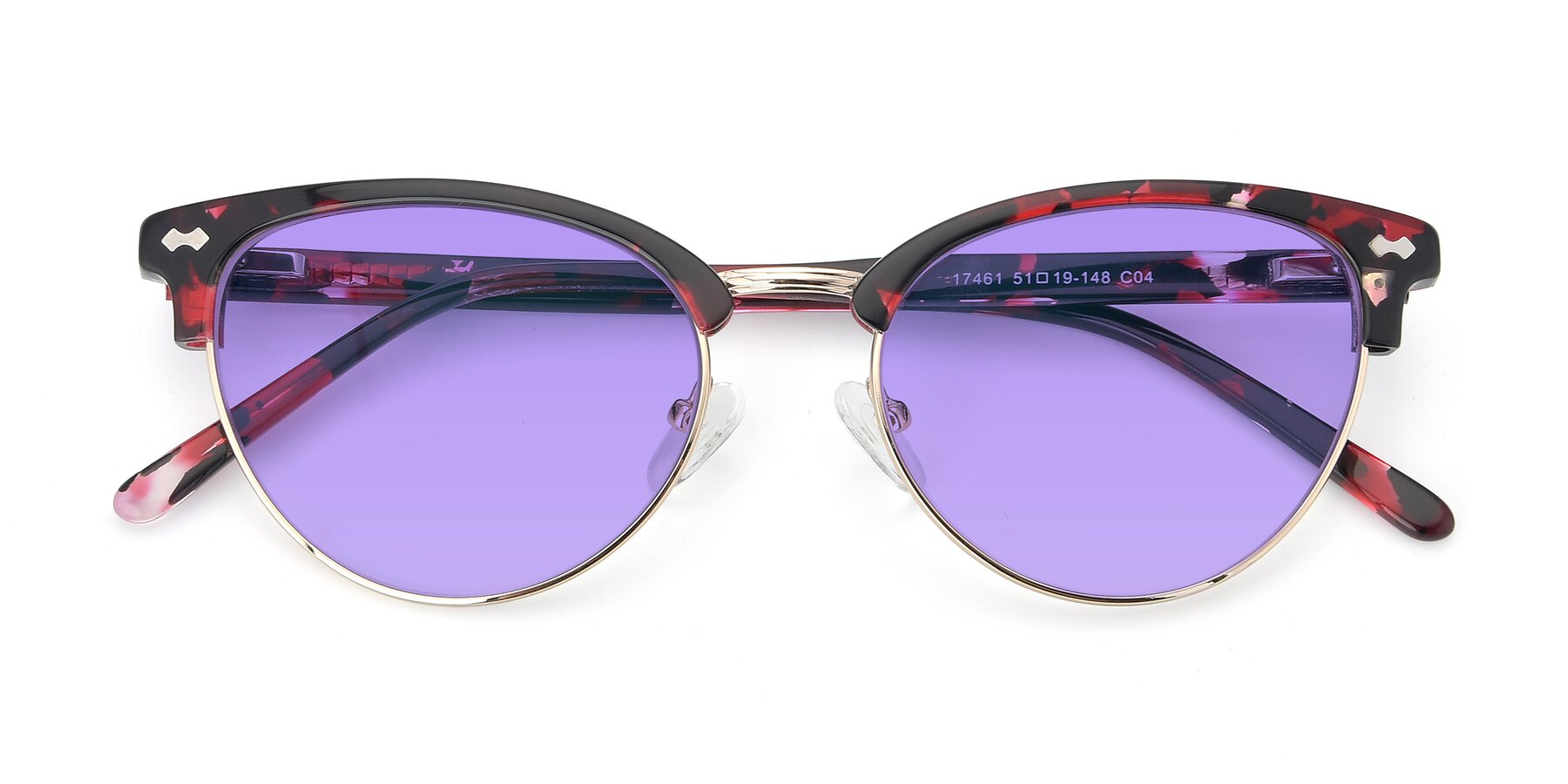 Folded Front of 17461 in Floral-Gold with Medium Purple Tinted Lenses