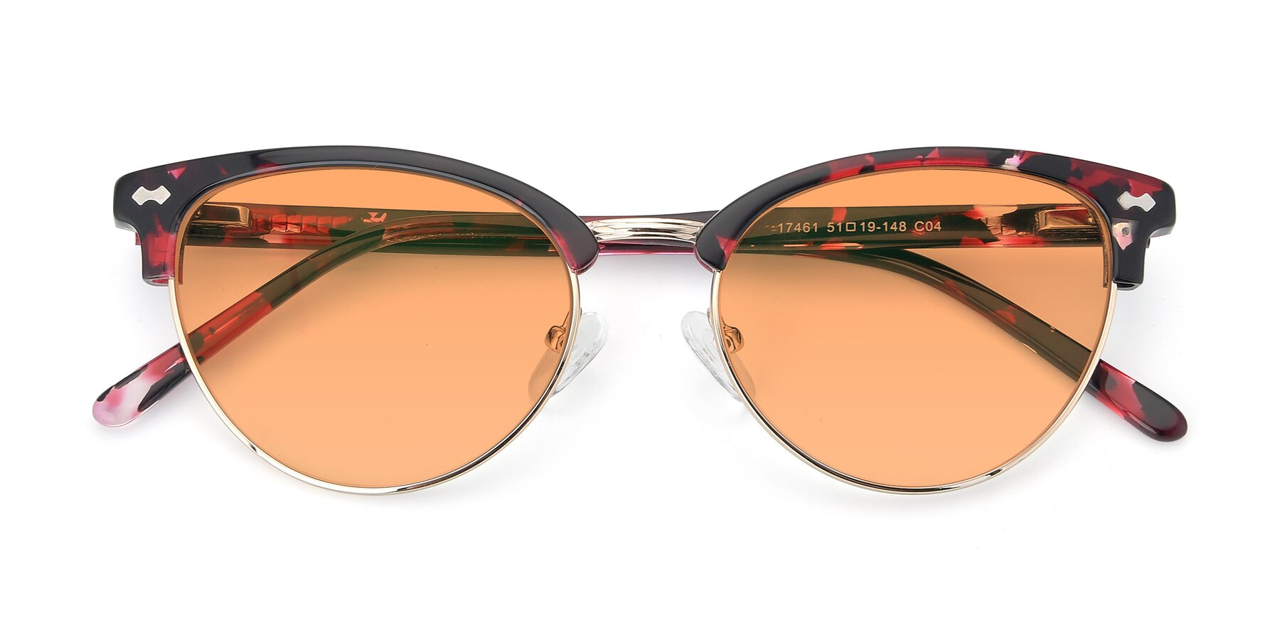 Folded Front of 17461 in Floral-Gold with Medium Orange Tinted Lenses