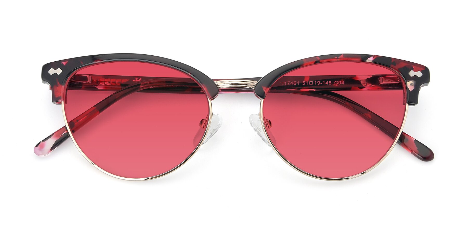 Folded Front of 17461 in Floral-Gold with Red Tinted Lenses