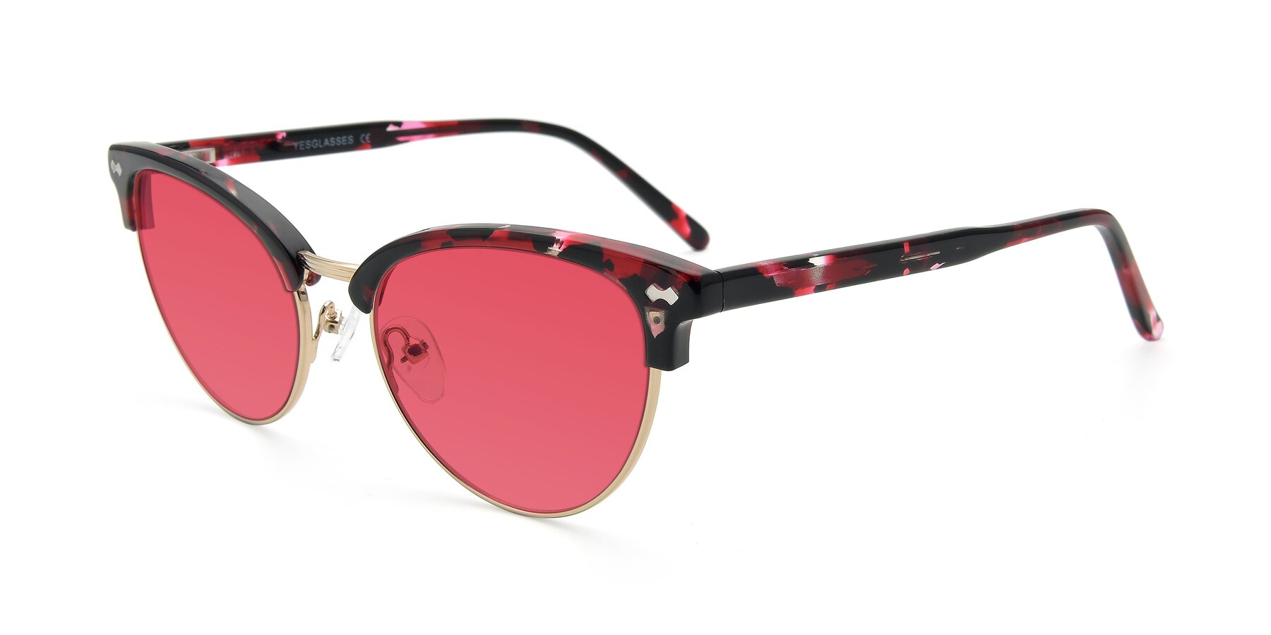 Angle of 17461 in Floral-Gold with Red Tinted Lenses