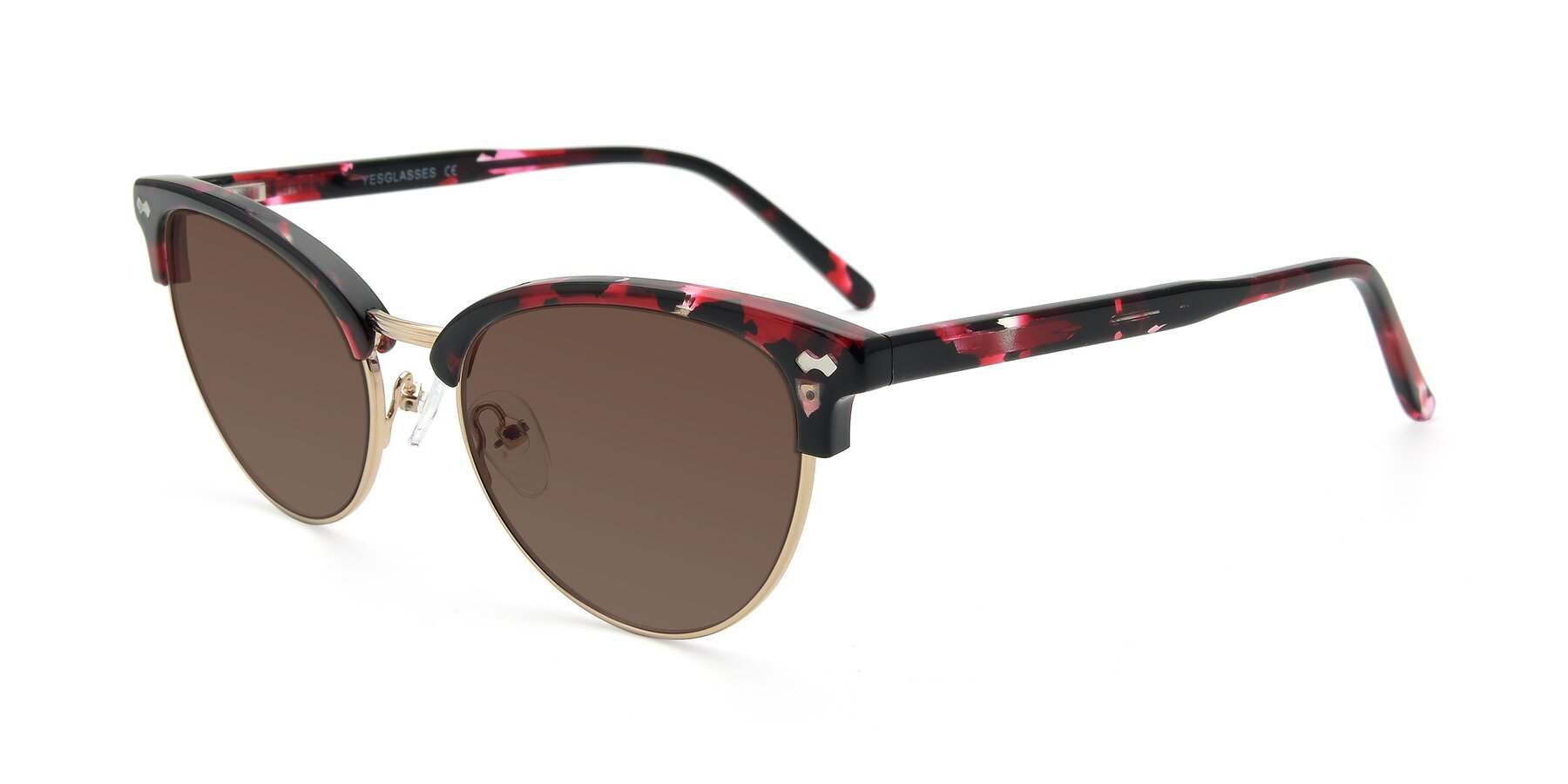 Angle of 17461 in Floral-Gold with Brown Tinted Lenses