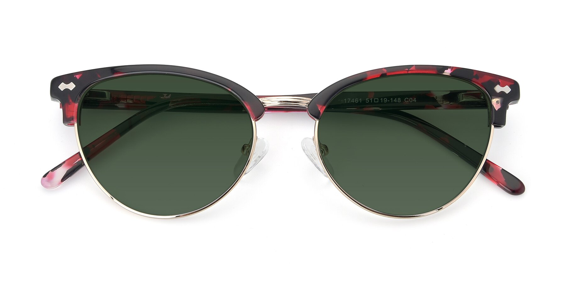 Folded Front of 17461 in Floral-Gold with Green Tinted Lenses