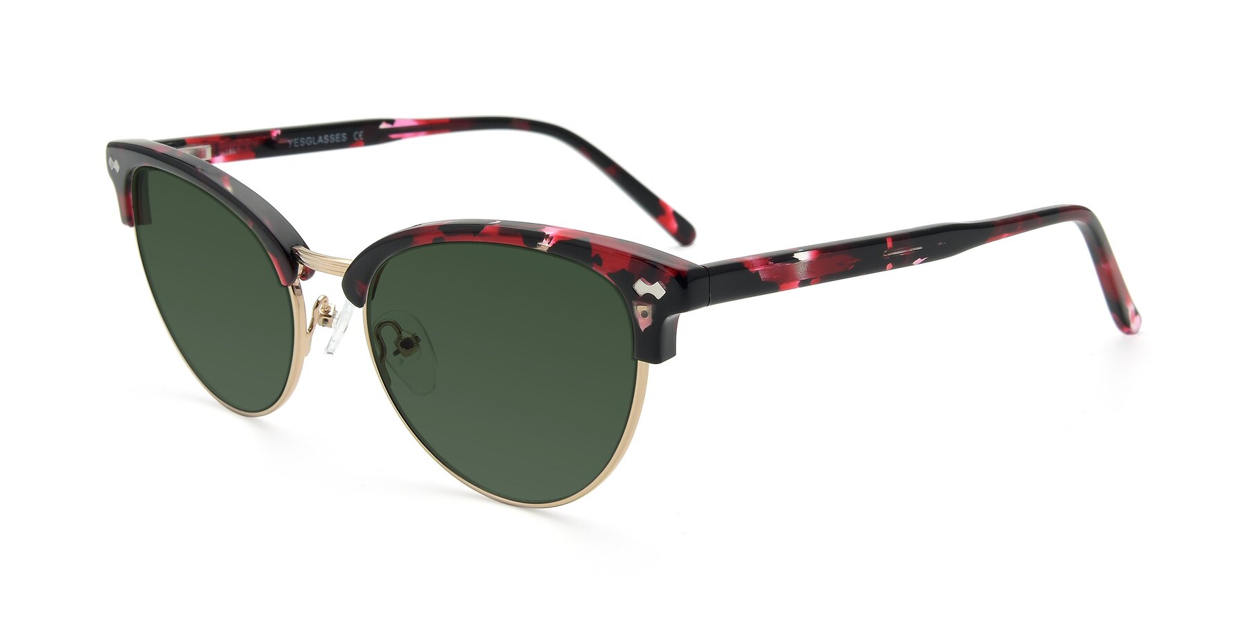 Angle of 17461 in Floral-Gold with Green Tinted Lenses