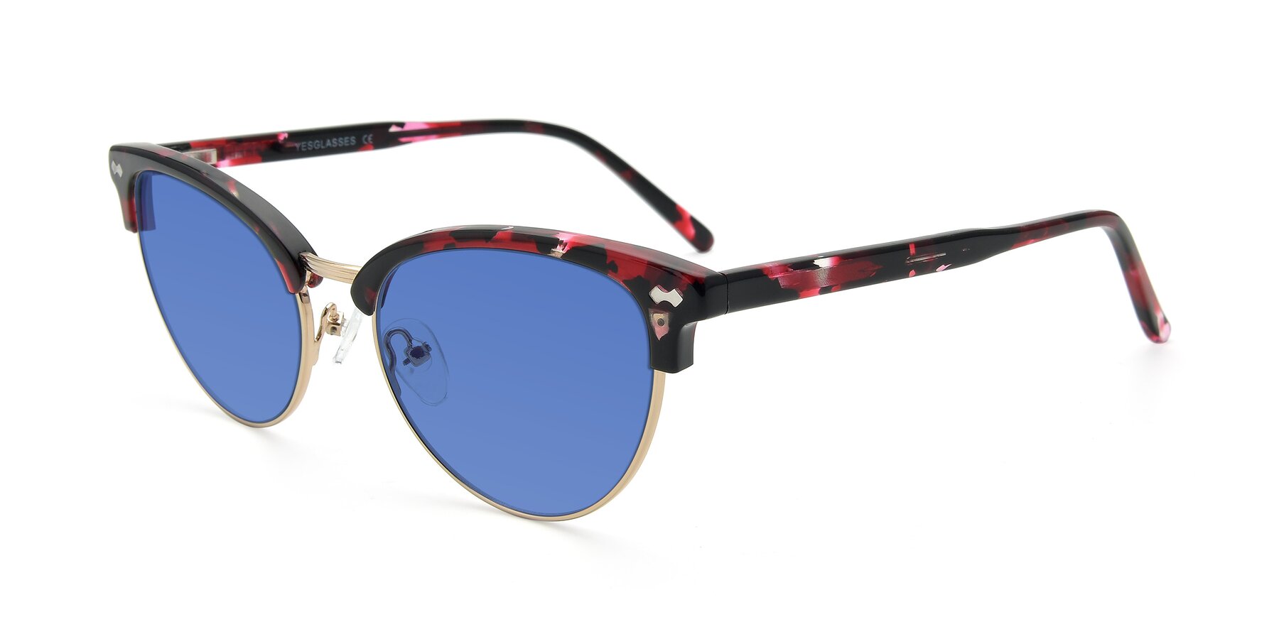 Angle of 17461 in Floral-Gold with Blue Tinted Lenses