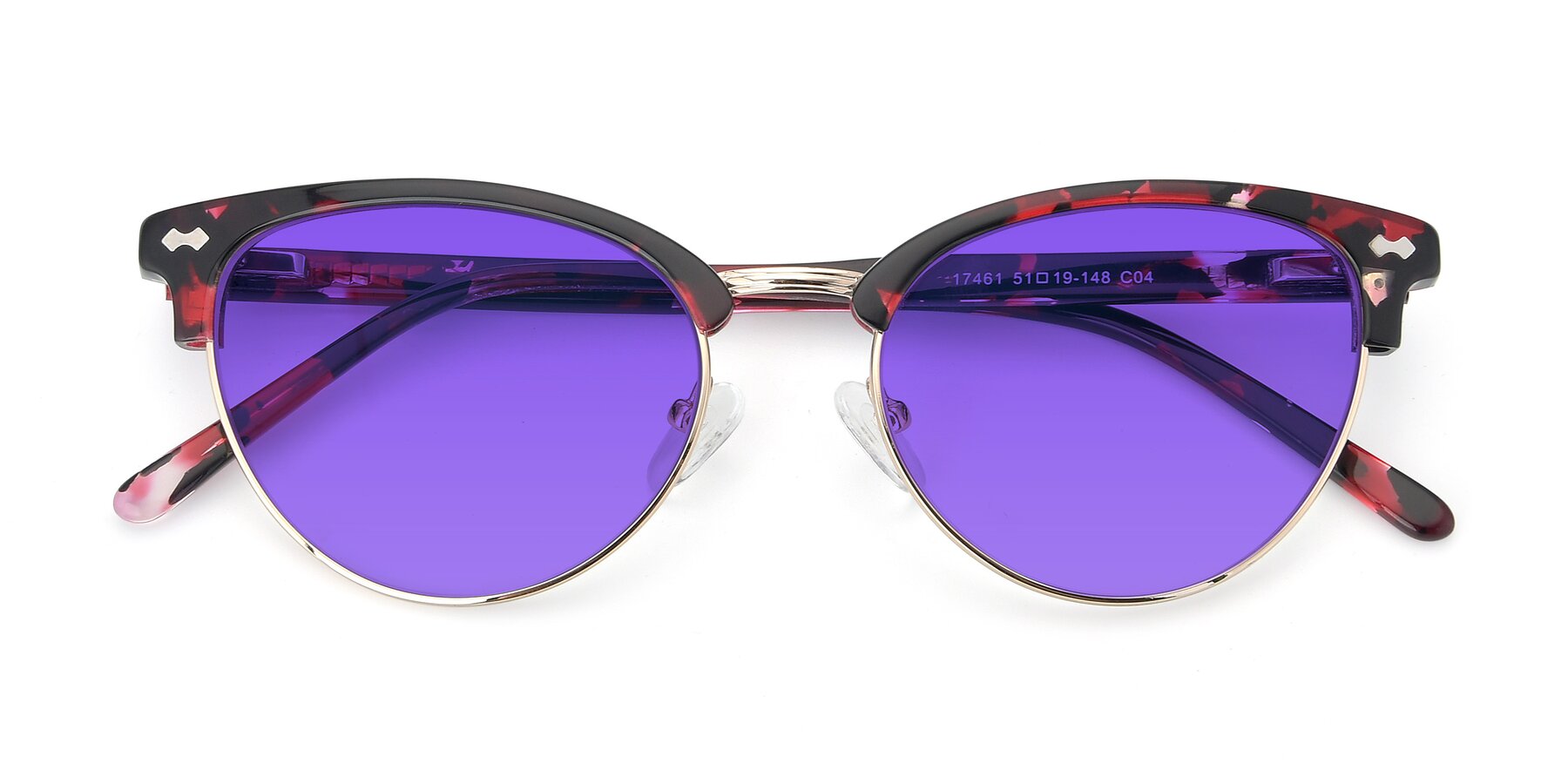 Folded Front of 17461 in Floral-Gold with Purple Tinted Lenses