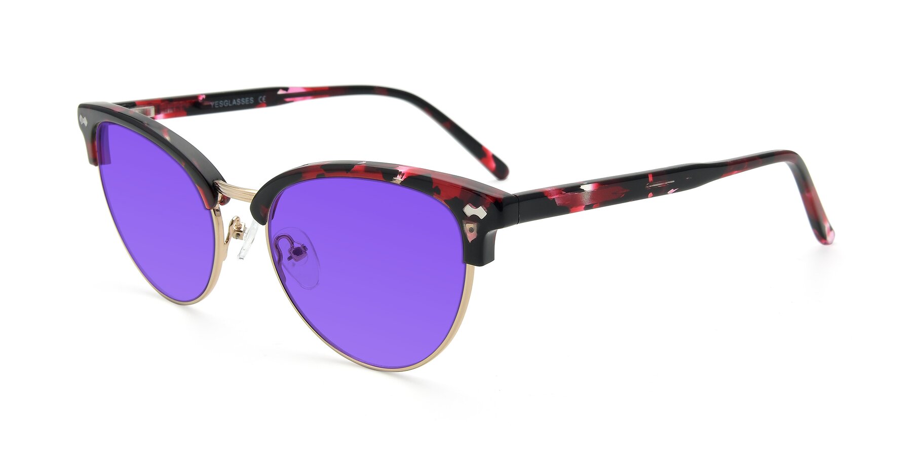 Angle of 17461 in Floral-Gold with Purple Tinted Lenses