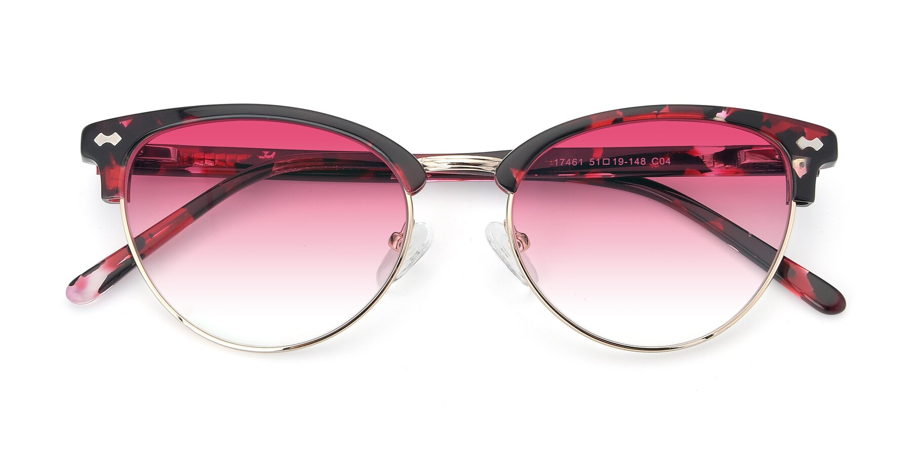 Folded Front of 17461 in Floral-Gold with Pink Gradient Lenses