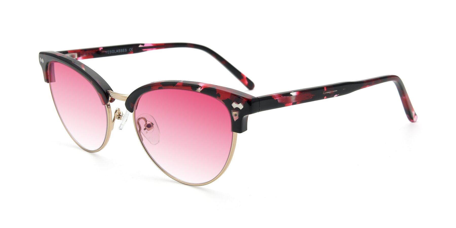 Angle of 17461 in Floral-Gold with Pink Gradient Lenses
