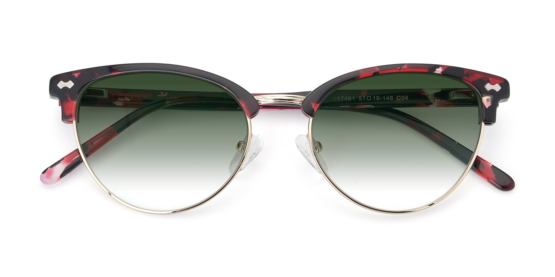 Folded Front of 17461 in Floral-Gold with Green Gradient Lenses