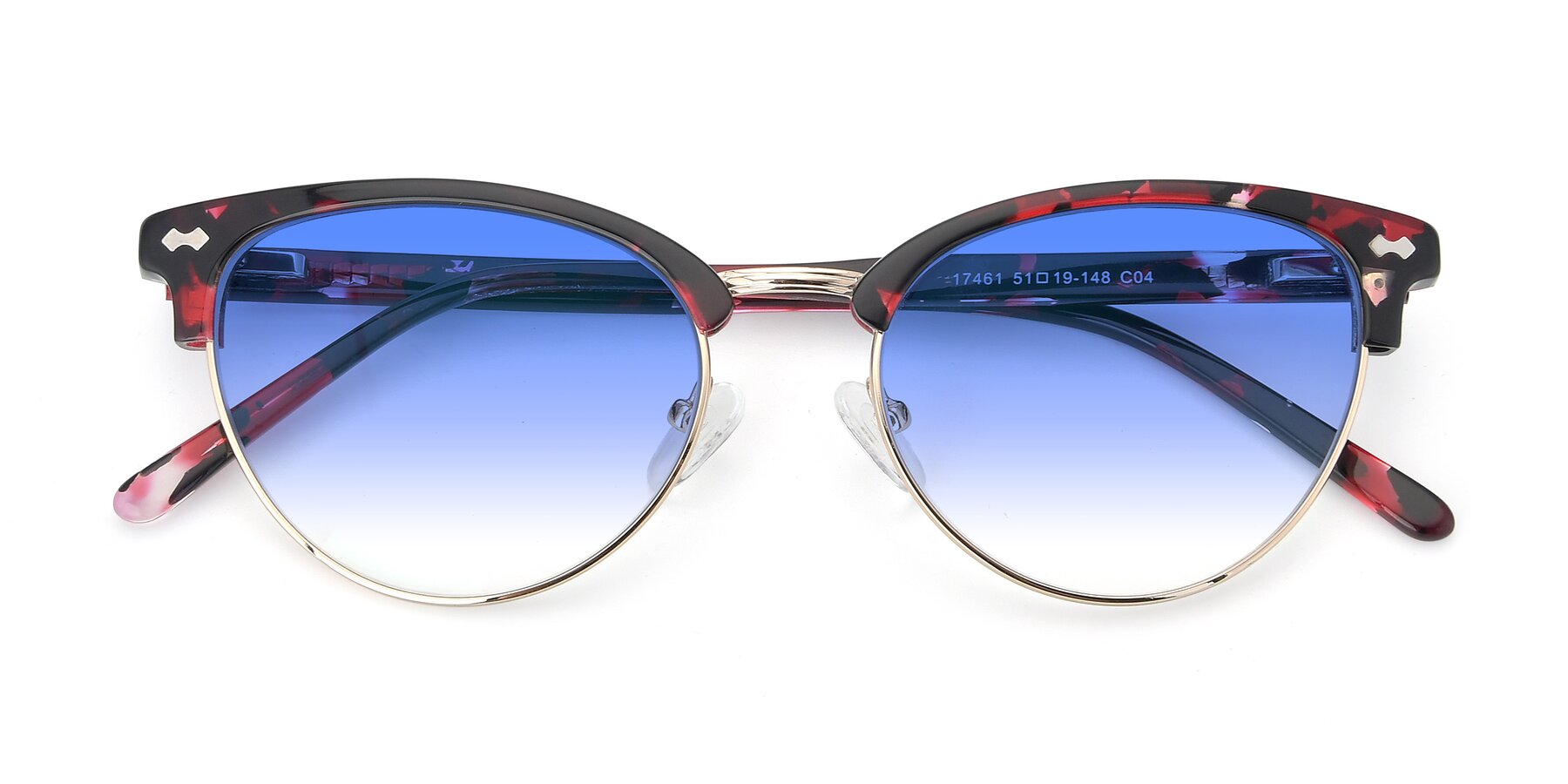 Folded Front of 17461 in Floral-Gold with Blue Gradient Lenses