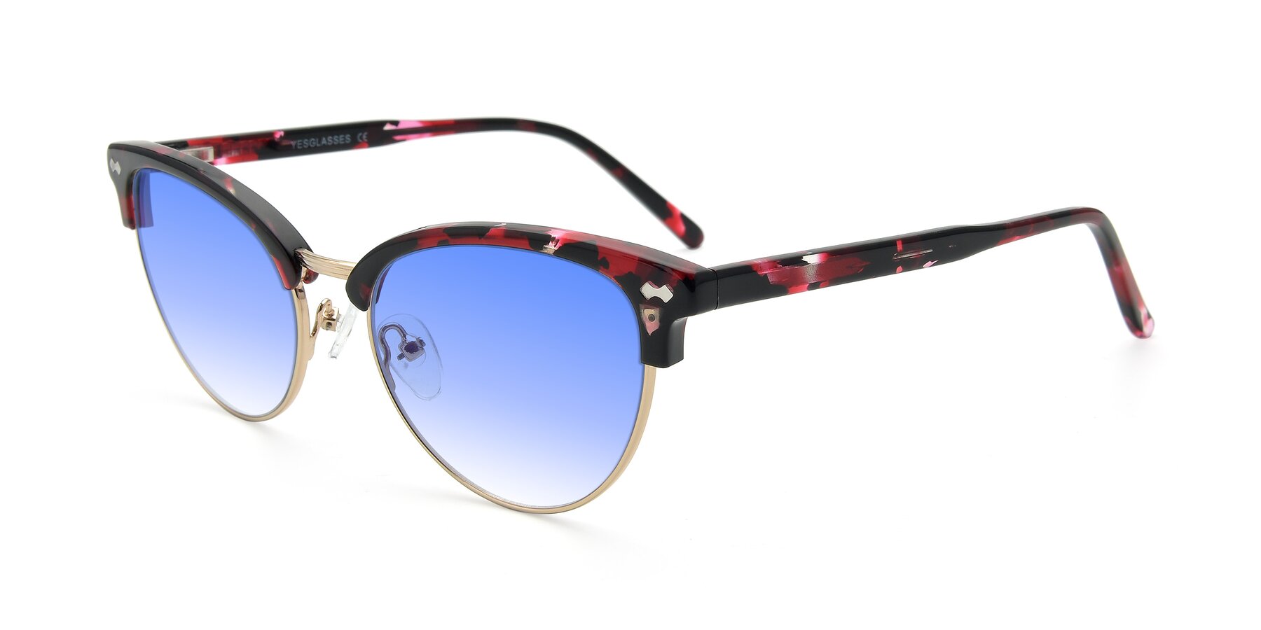 Angle of 17461 in Floral-Gold with Blue Gradient Lenses