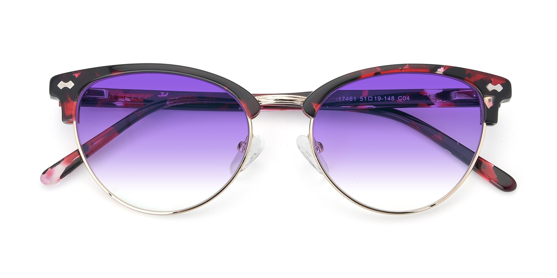 Folded Front of 17461 in Floral-Gold with Purple Gradient Lenses