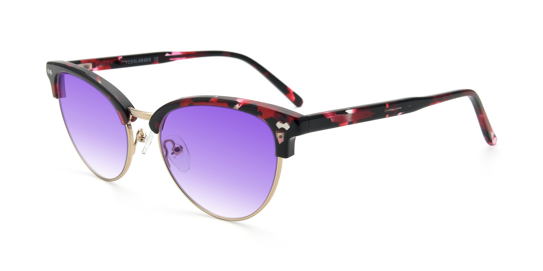 Angle of 17461 in Floral-Gold with Purple Gradient Lenses