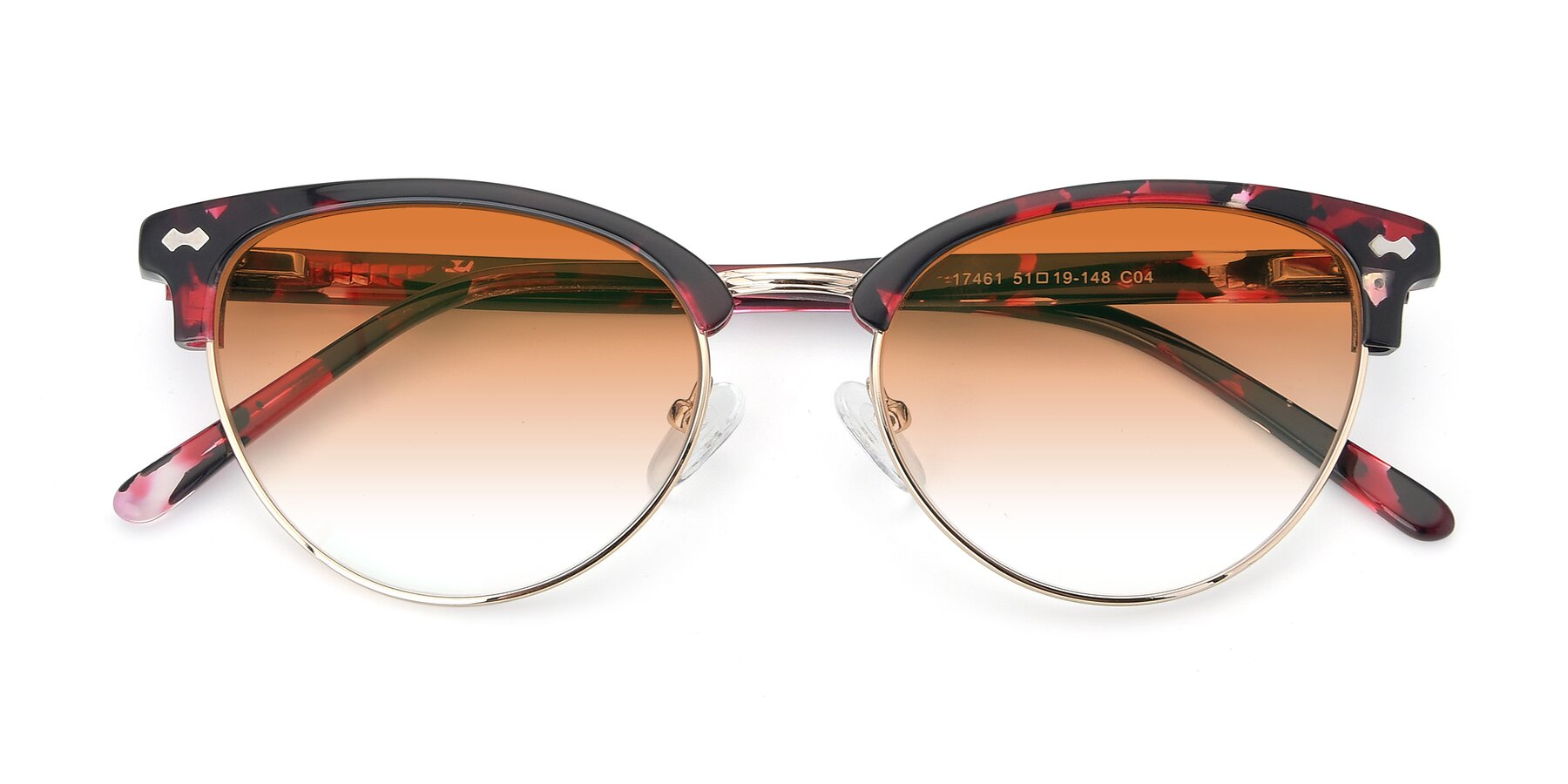Folded Front of 17461 in Floral-Gold with Orange Gradient Lenses