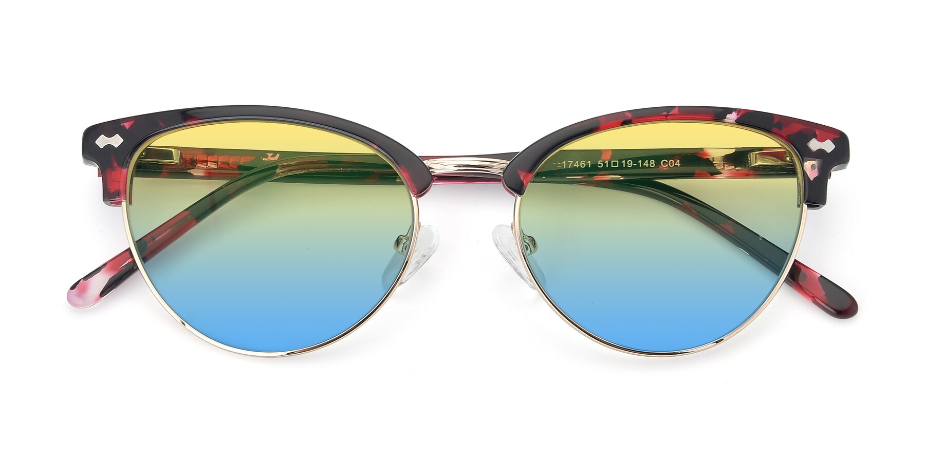 Folded Front of 17461 in Floral-Gold with Yellow / Blue Gradient Lenses
