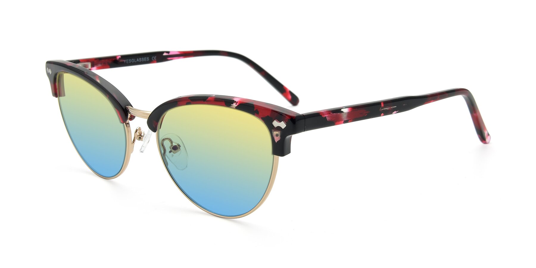 Angle of 17461 in Floral-Gold with Yellow / Blue Gradient Lenses