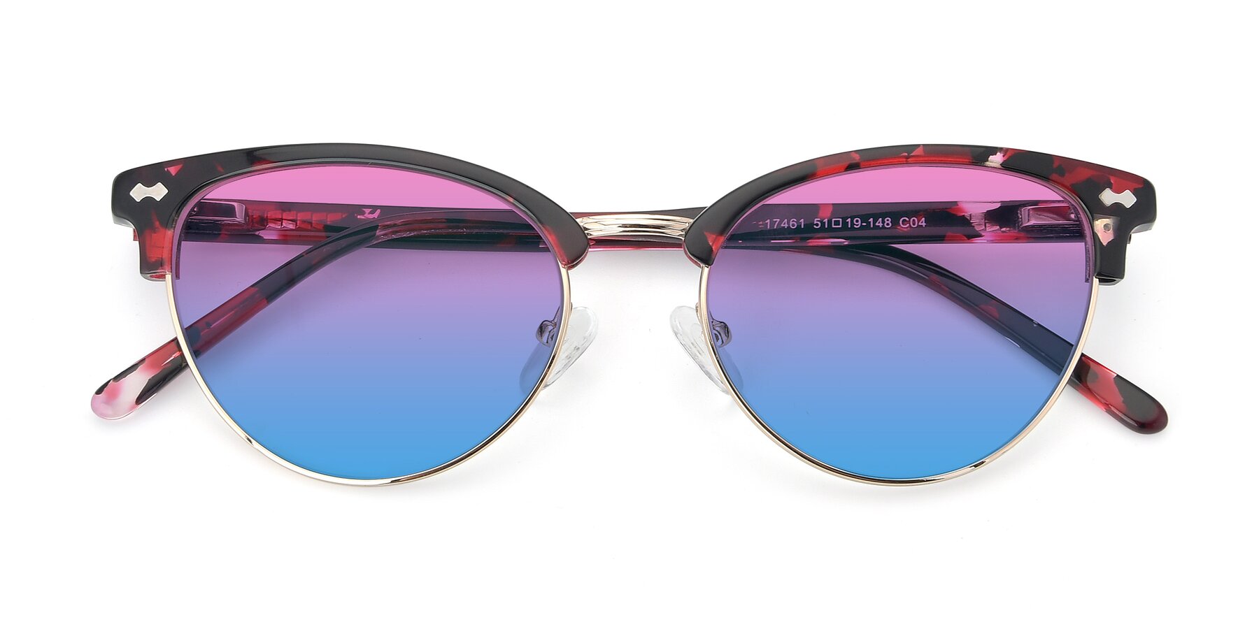 Folded Front of 17461 in Floral-Gold with Pink / Blue Gradient Lenses