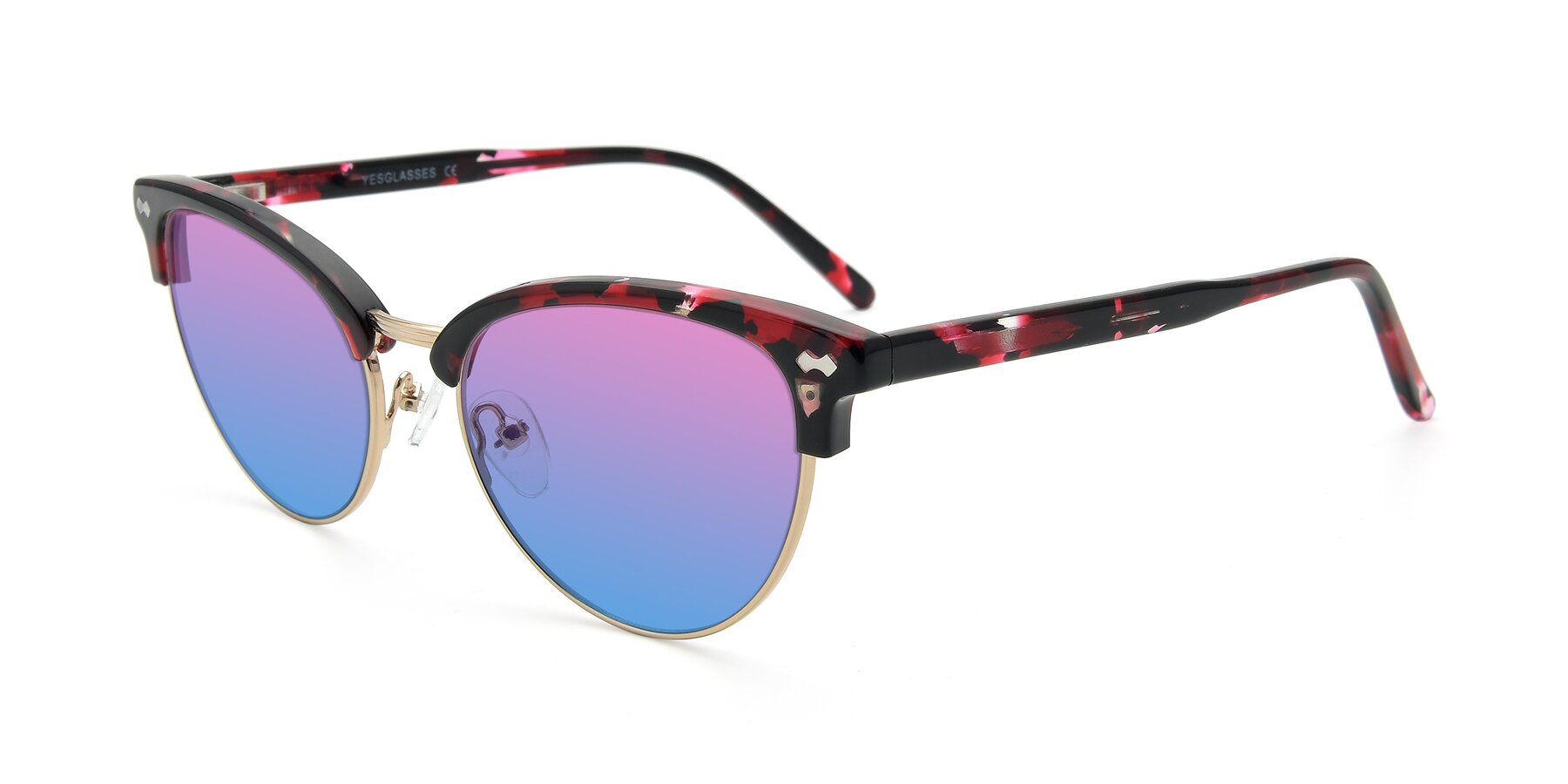 Angle of 17461 in Floral-Gold with Pink / Blue Gradient Lenses