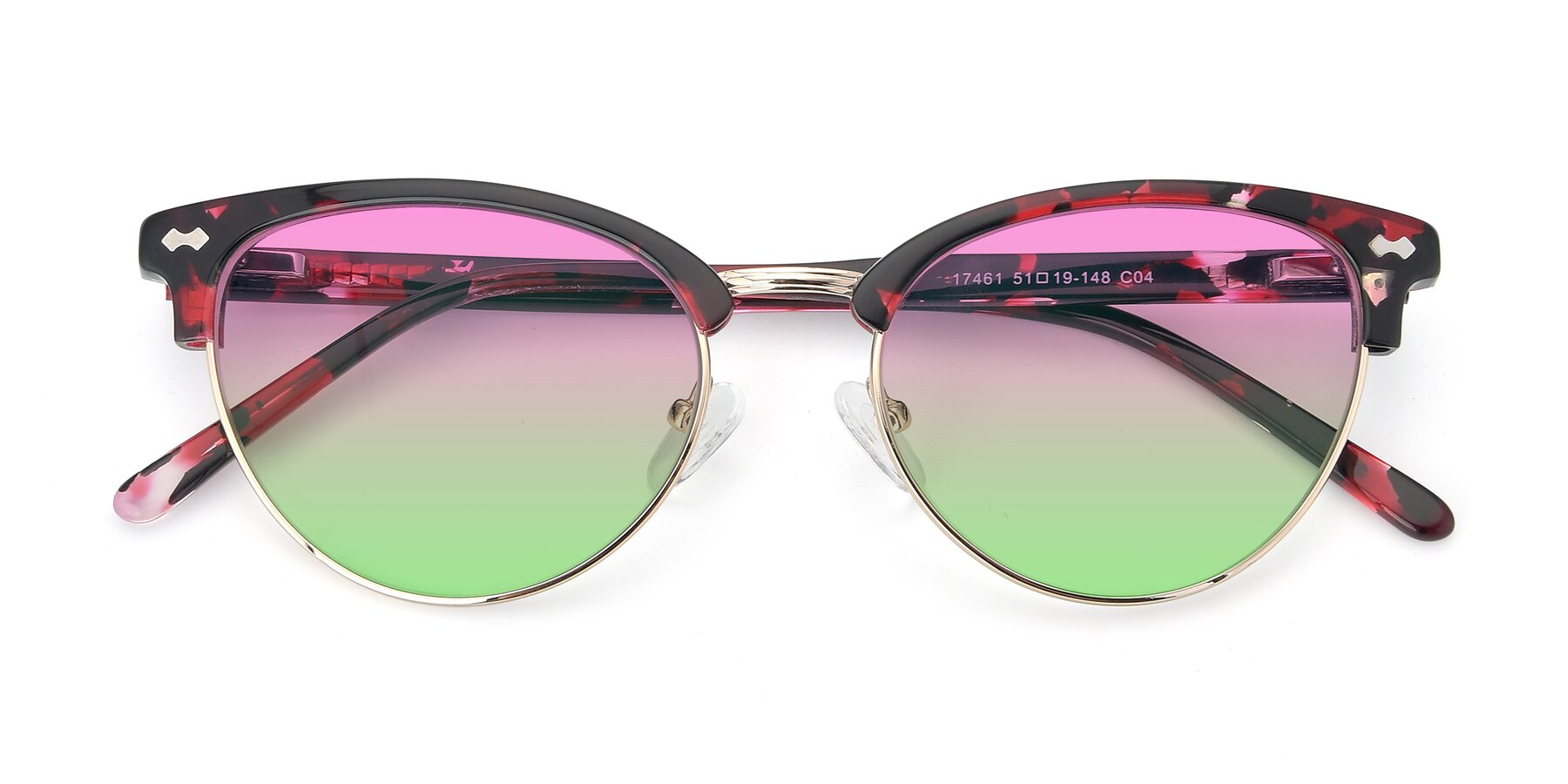 Folded Front of 17461 in Floral-Gold with Pink / Green Gradient Lenses