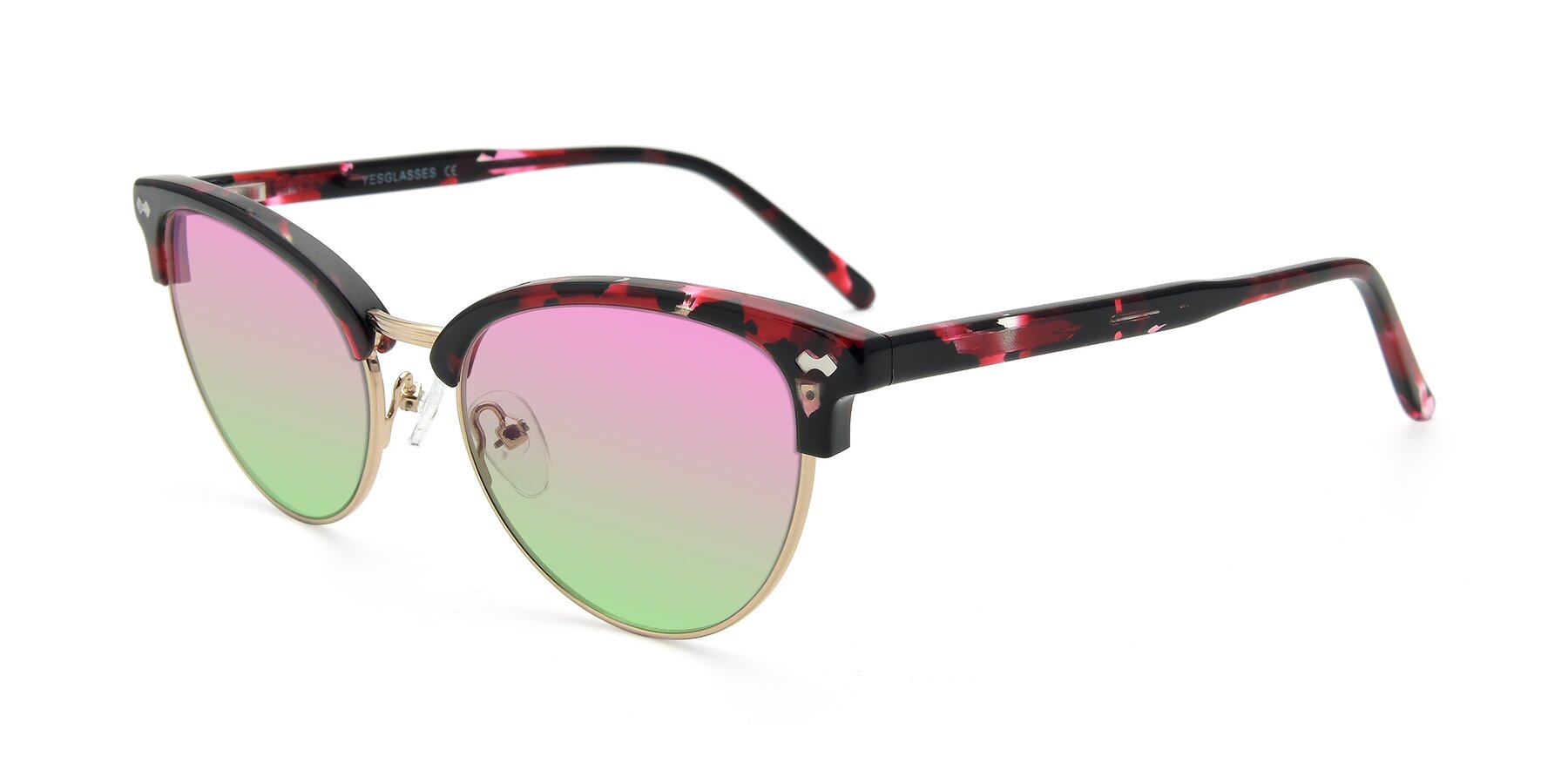 Angle of 17461 in Floral-Gold with Pink / Green Gradient Lenses